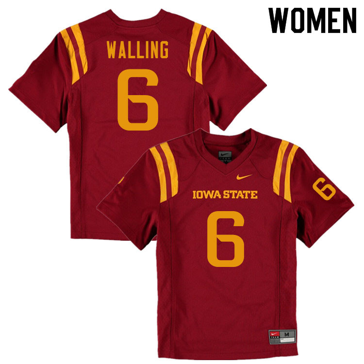 Iowa State Cyclones Women's #6 Rory Walling Nike NCAA Authentic Cardinal College Stitched Football Jersey PY42J07ED